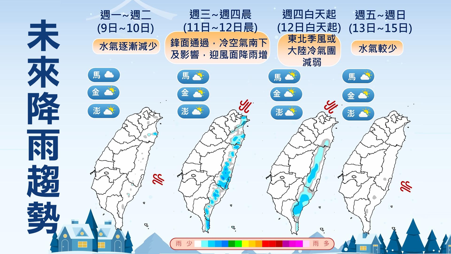 未來降雨趨勢。(圖/中央氣象署)
