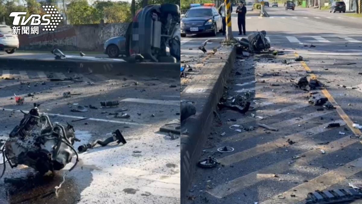憲兵自撞，拋飛出車外亡。（圖／TVBS）