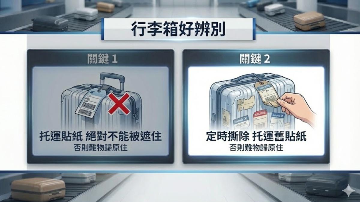 黑色行李最常被拿錯，達人曝辨識法。（圖／TVBS）
