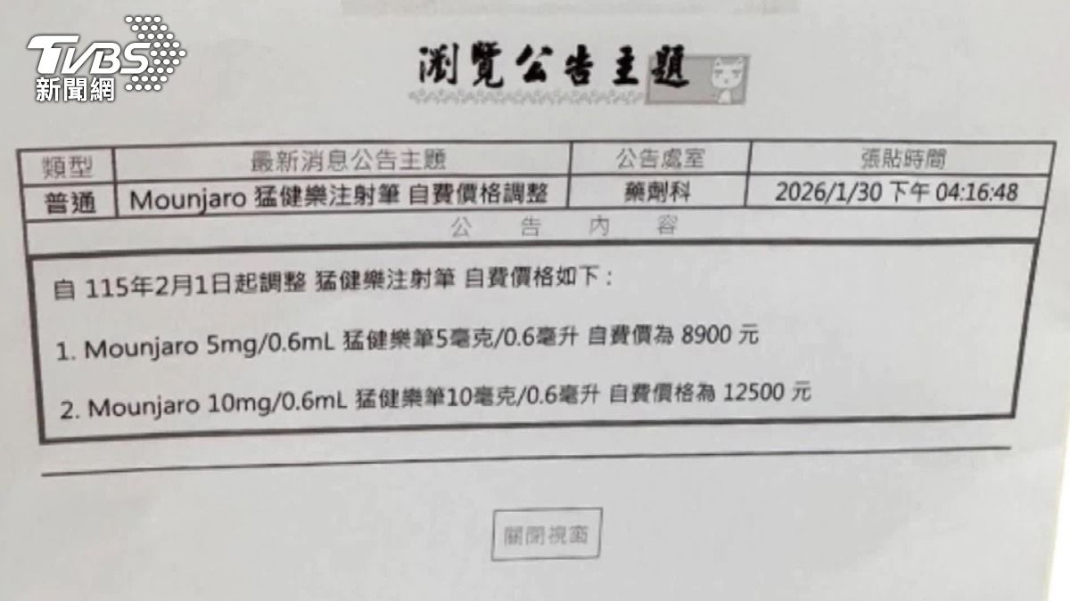 新北聯合醫院從二月開始調漲猛健樂價格。(圖/TVBS)