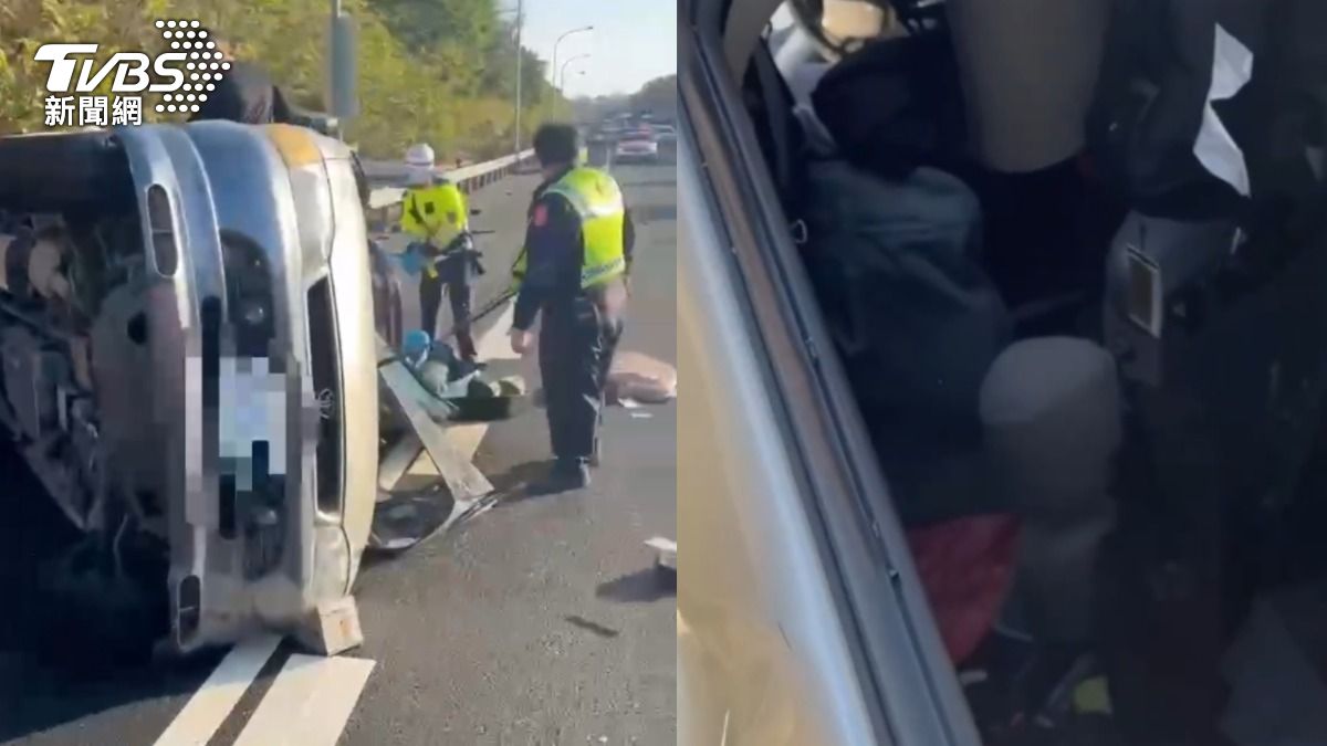新竹國三翻車事故!一家六口遇劫 4智利籍親友受傷送醫