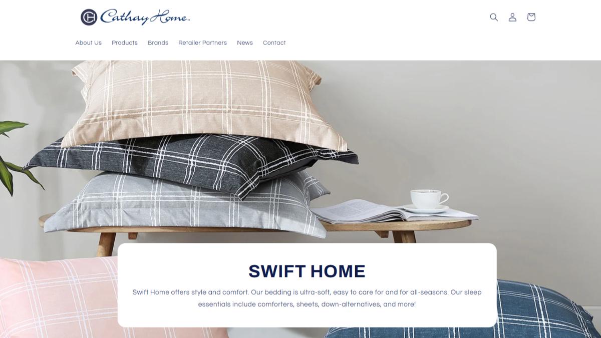 美國寢具公司想為品牌註冊「Swift Home」商標惹議。（圖／翻攝Cathay Home官網）