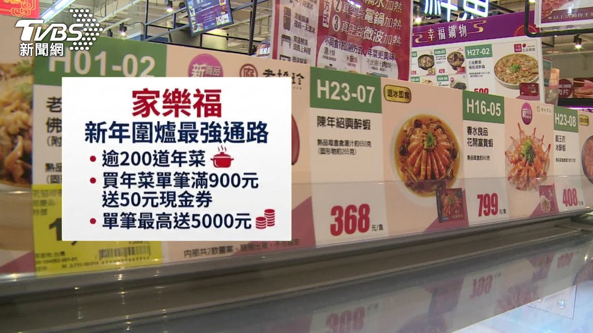 連鎖量販店推出超過兩百道年菜。(圖/TVBS)