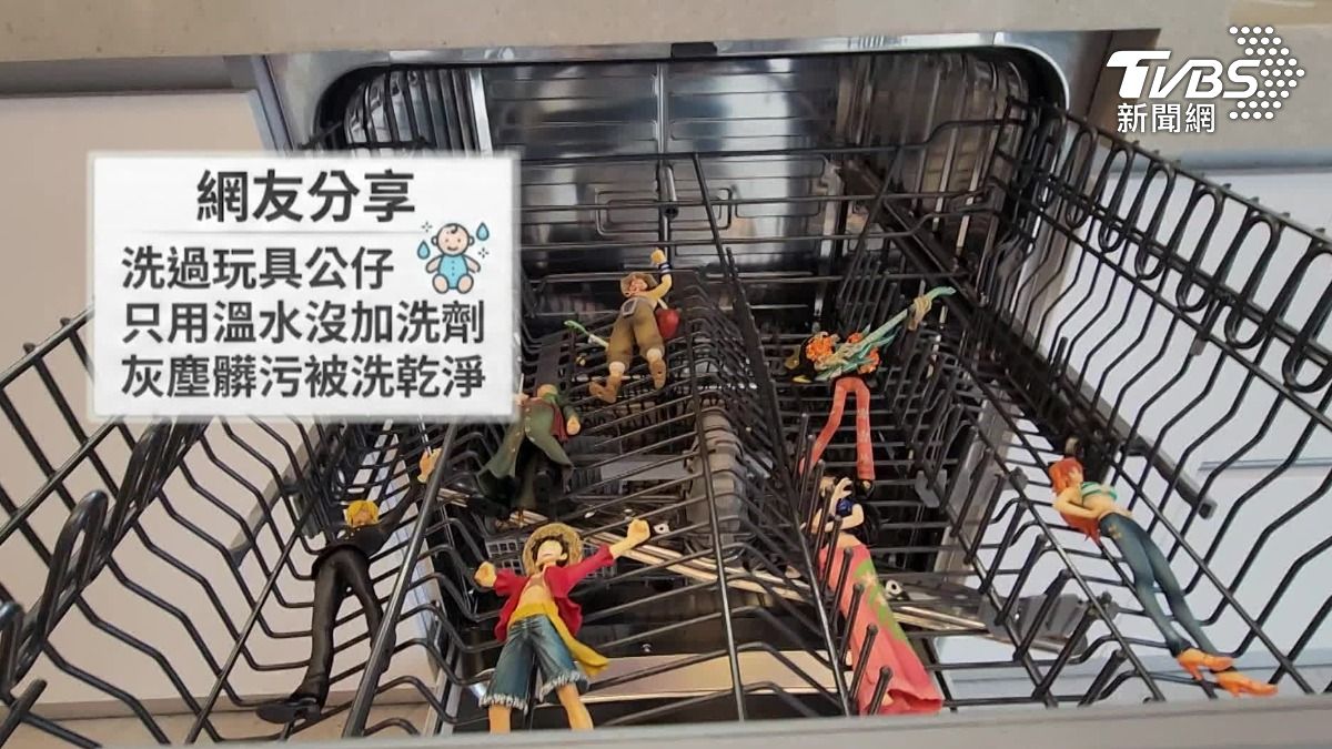 網友分享用洗碗機可以把公仔的髒污洗乾淨。(圖/TVBS)