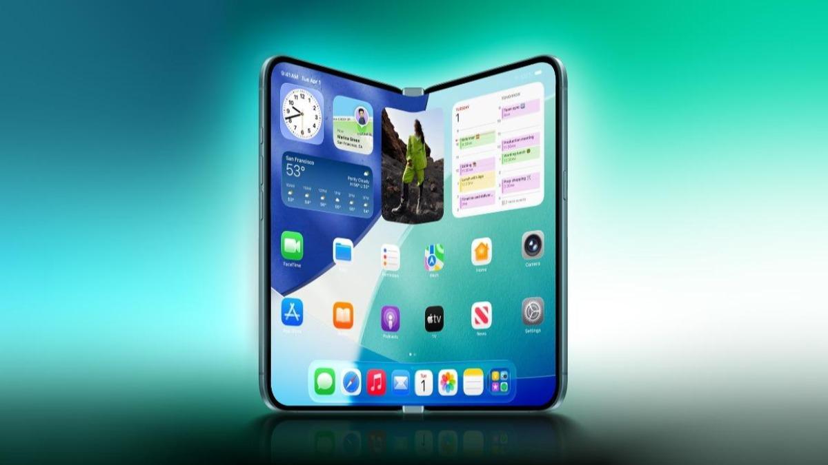 iPhone Fold模擬圖。（翻攝自X@MacRumors）