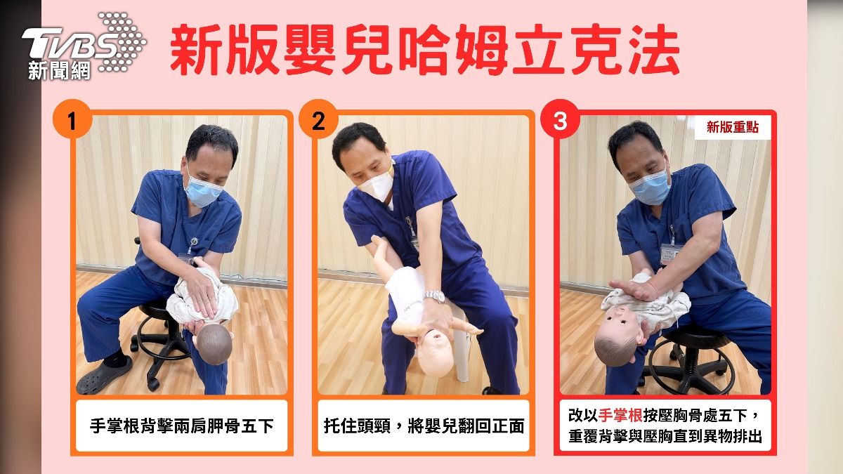 新版嬰兒哈姆立克法。（圖／TVBS）