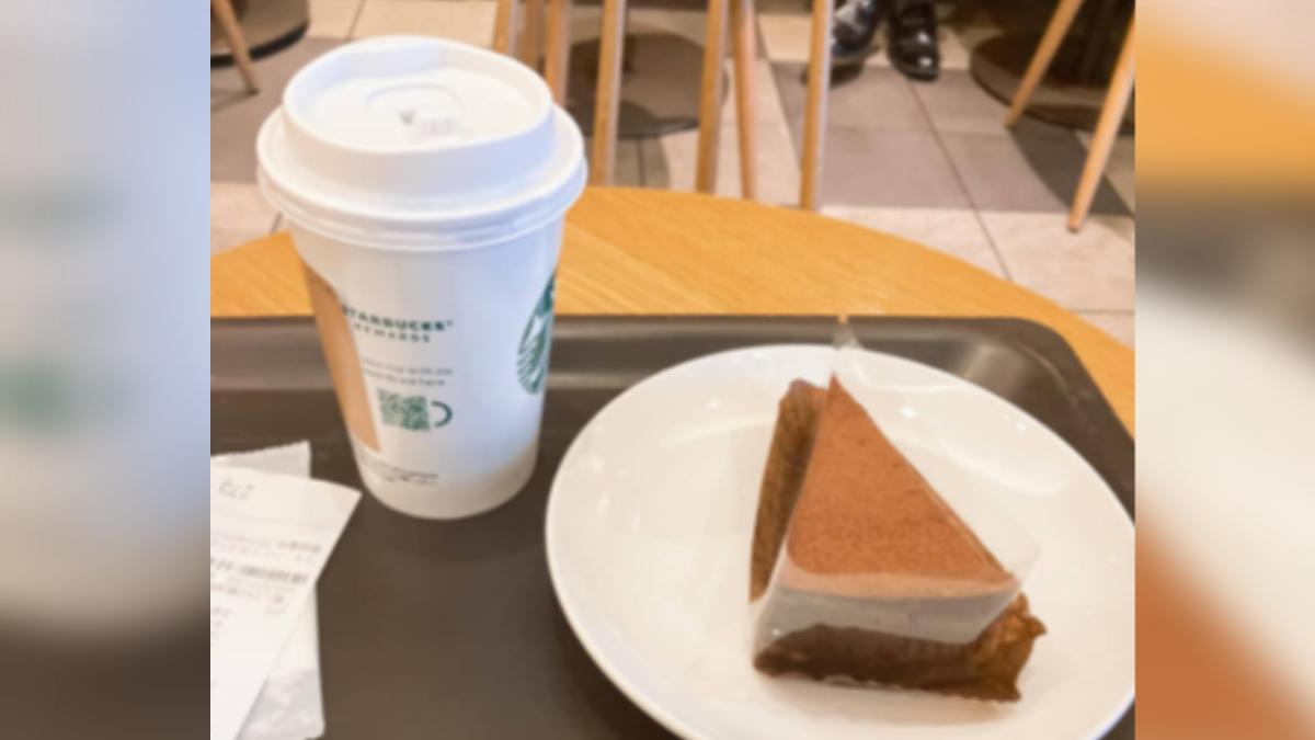 這名網友點了一款新飲料和新甜點，它們難道都是固體食物嗎？(圖/翻攝itmedia.jp)