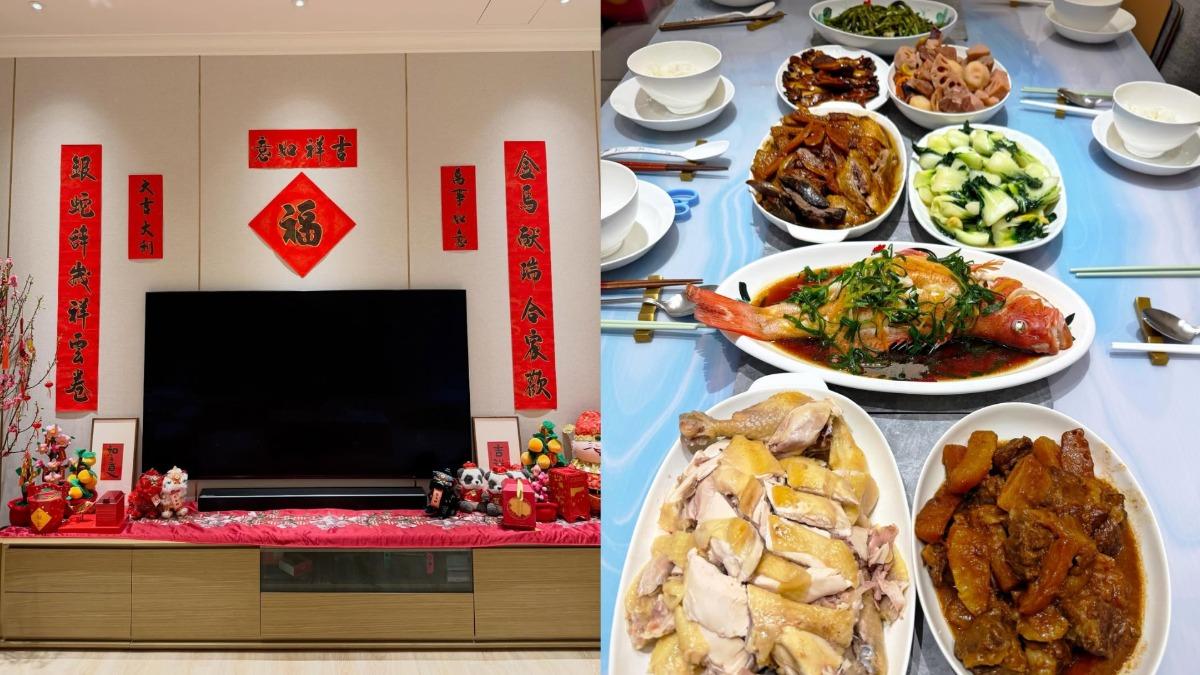 胡杏兒過年有魚有肉有菜。(圖/翻攝自胡杏兒IG)