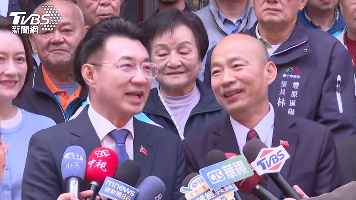 江啟臣正在爭取台中市長提名,韓國瑜盛讚他是大台中最棒的民代。(圖/TVBS)