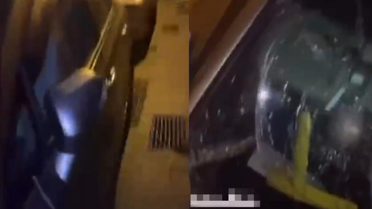 一名男子不爽友人欠錢,竟動手砸車。(圖/翻攝自限時動態)