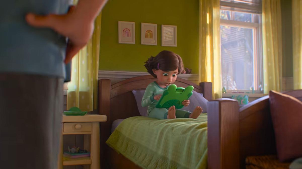 預告中可見邦妮相當沈迷平板玩具「莉莉板」。(圖/翻攝自Pixar)