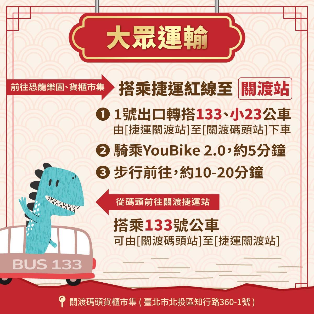 《恐龍大復活》關渡探險樂園交通。（圖／翻攝自臉書「恐龍大復活 關渡探險樂園」）
