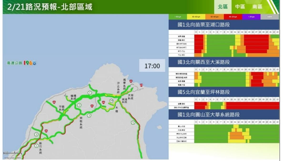 高公局預估壅塞路段。（圖／高公局提供）
