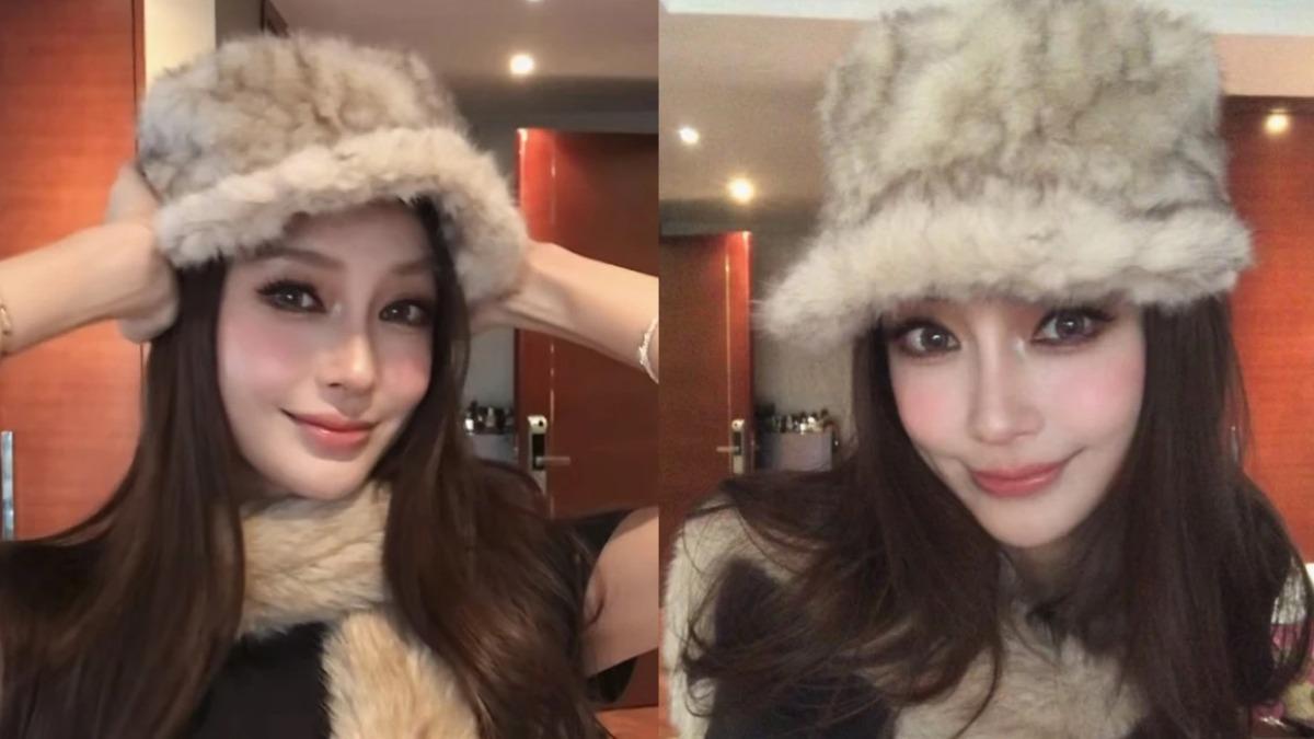 楊穎Angelababy:毛毛帽子。(圖/翻攝自小紅書)