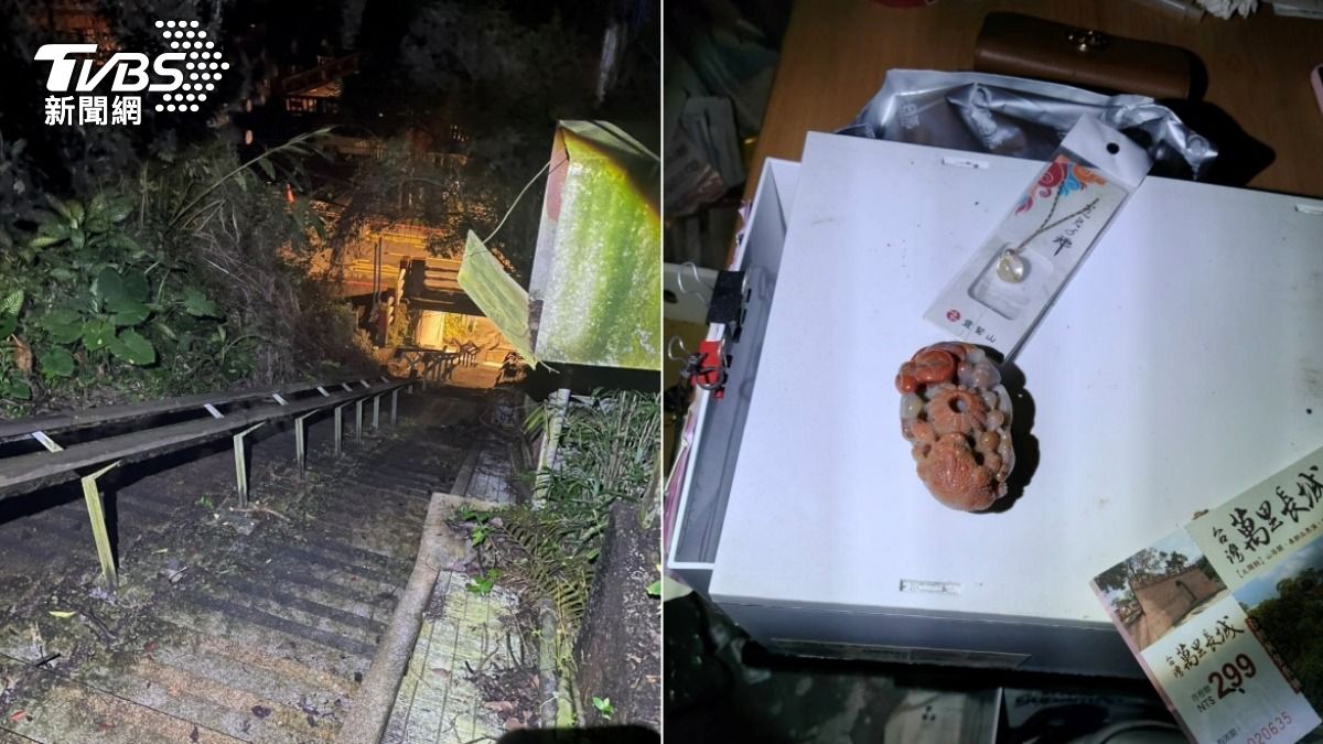 林男等人從側門闖入飯店並偷走古玩玉珮。(圖/TVBS)