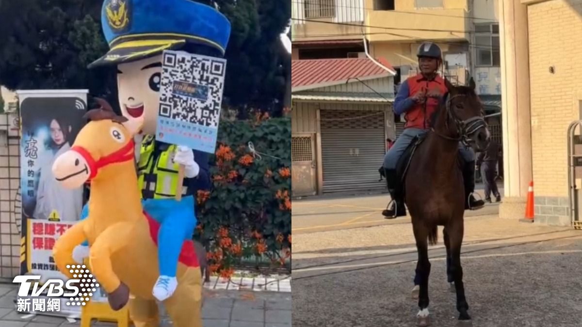 9天連假emo開學!台中警護童搶目光 請出財神爺、連馬都來了