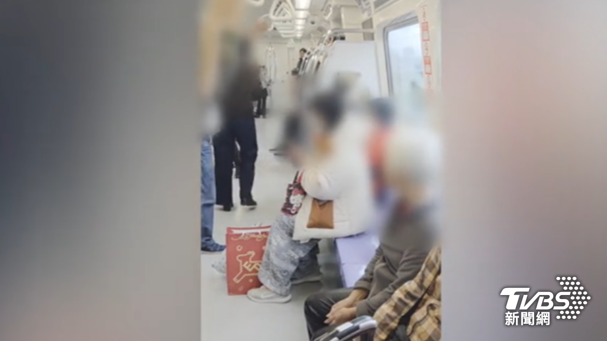 女子不滿男乘客伸手移動座位上的提袋,竟在機捷車廂內飆罵。(圖/TVBS)