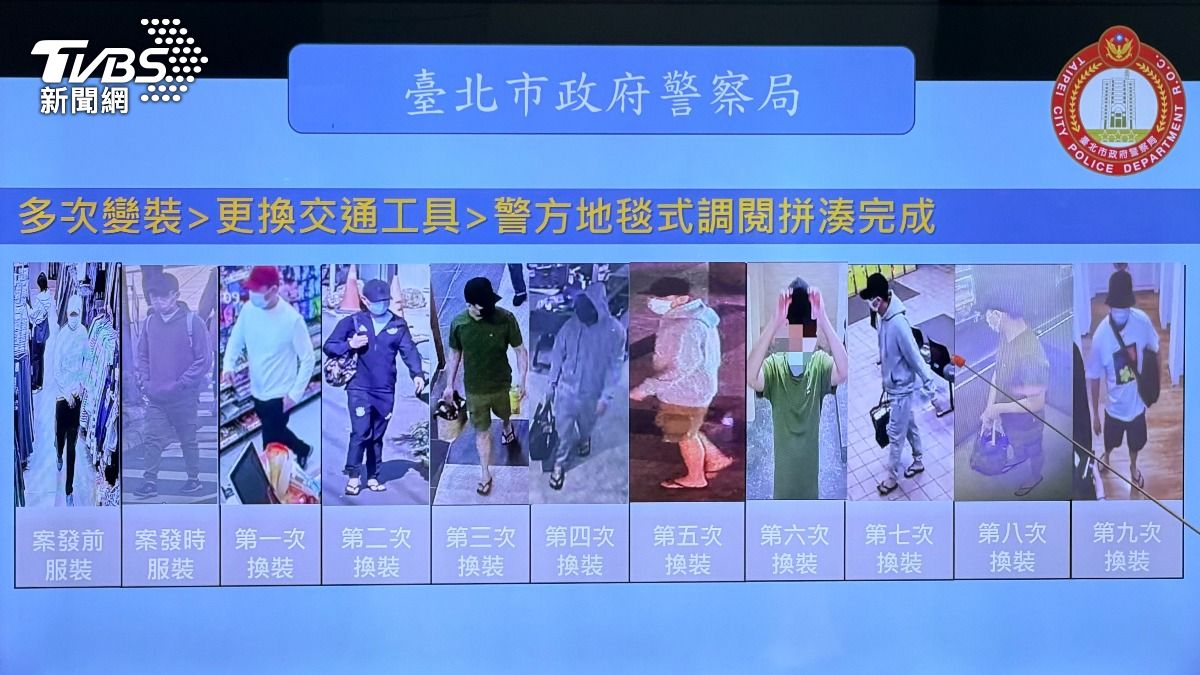 林姓槍手犯案前後多達11次變裝。(圖/TVBS)