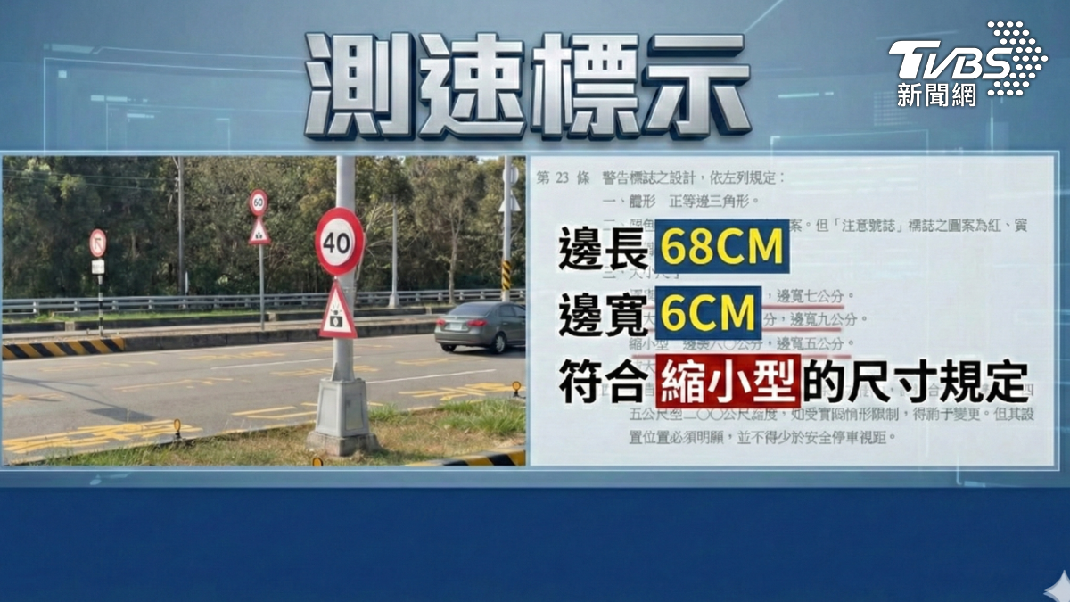 高市交通局表示警示牌的牌面大小及設置高度均有相關規定,民眾若對舉發內容有疑義,可向裁決中心陳情。(圖/TVBS)
