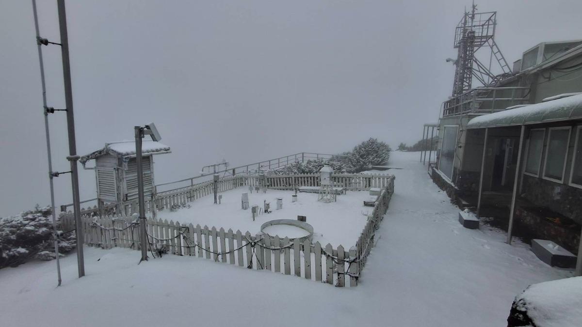 玉山下雪變成夢幻銀白世界！積雪深度4公分　還能堆可愛雪人
