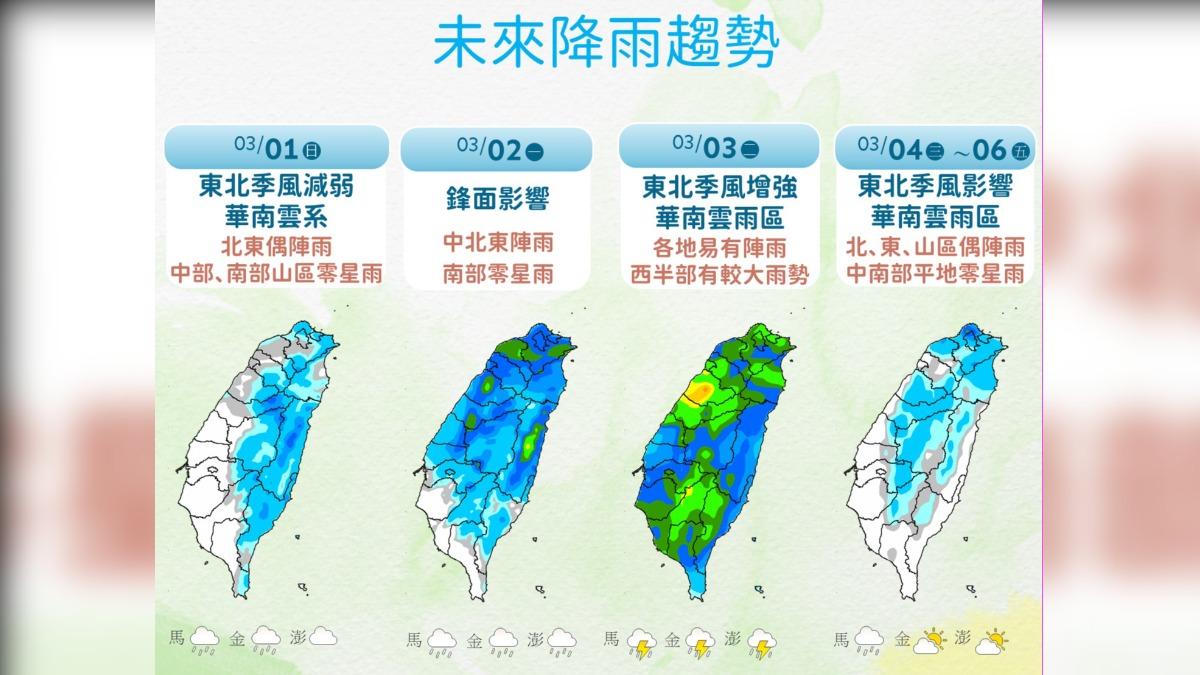 未來降雨趨勢。（圖／中央氣象署）