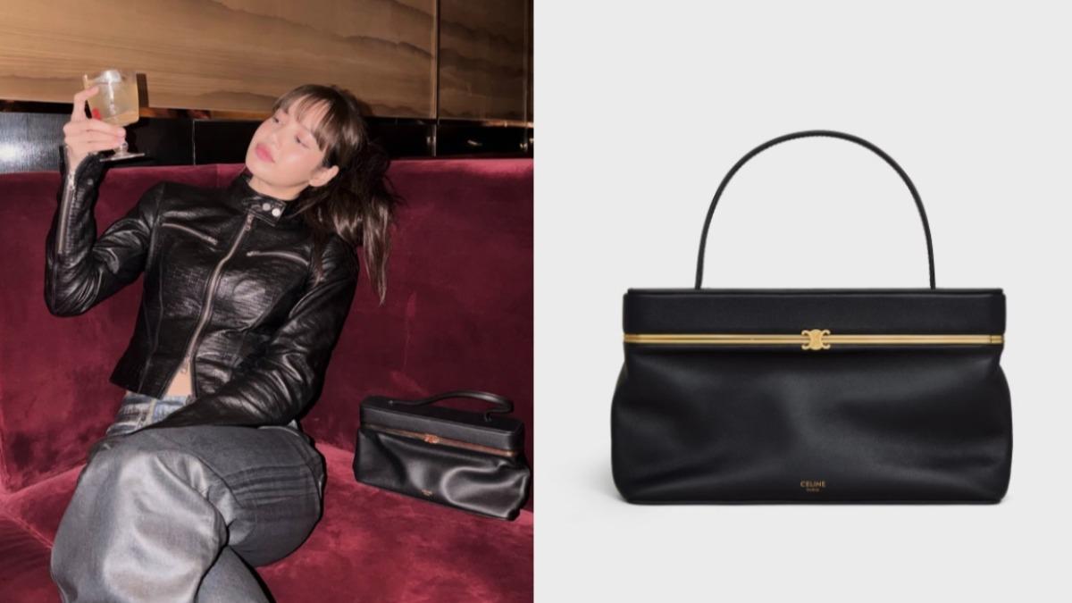 LISA搭配CELINE TRIOMPHE FRAME柔軟牛皮革橫式手袋。(圖/翻攝自lalalalisa_m ig、CELINE)