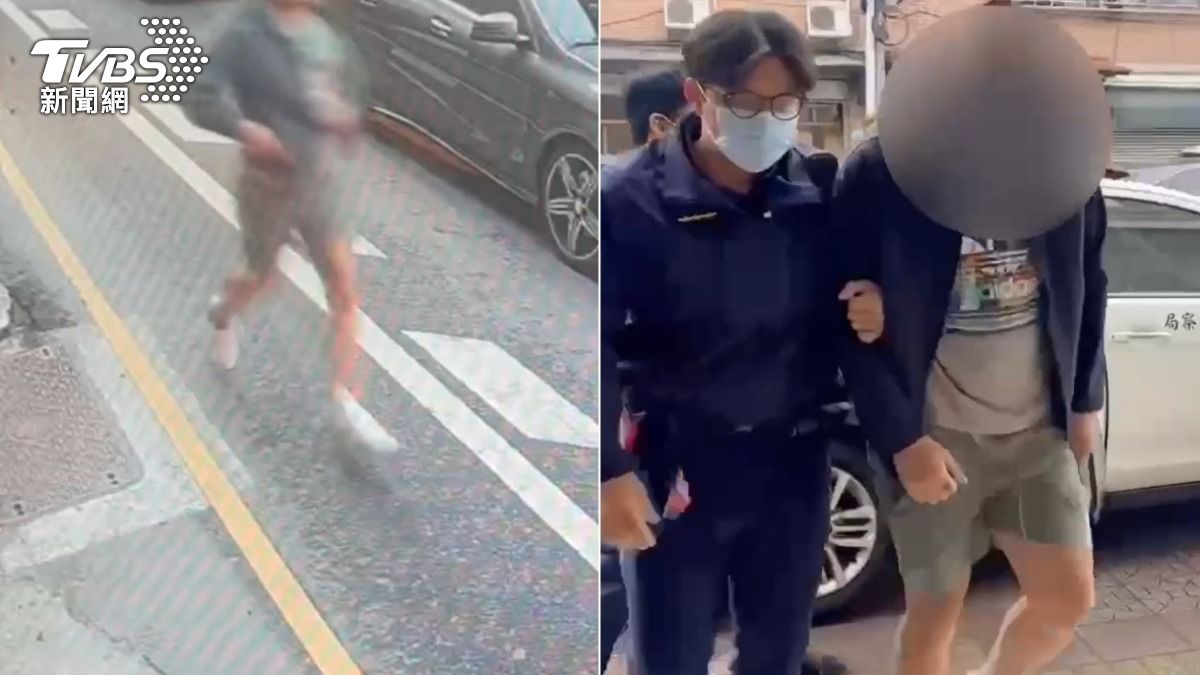 高姓駕駛刀衝下車找機車騎士理論，最後被警方逮捕。（圖／TVBS）