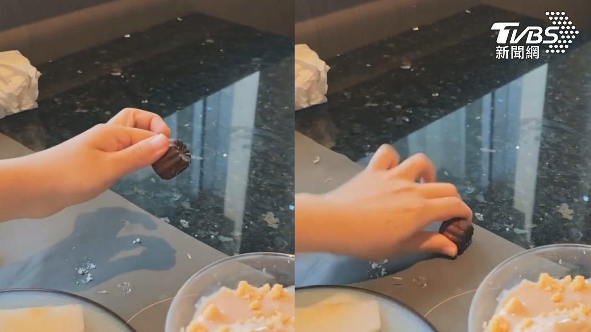 台南有民眾到知名的高檔Buffet用餐,卻拿到幾乎比石頭還要硬的可麗露,往桌子一敲發出清脆聲音(圖/翻攝Threads_alina24919683)