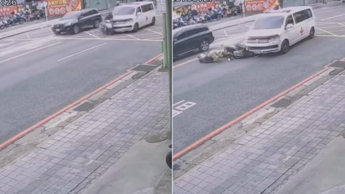 有片/新北救護車逆向超車肇事 騎士慘摔噴飛10公尺