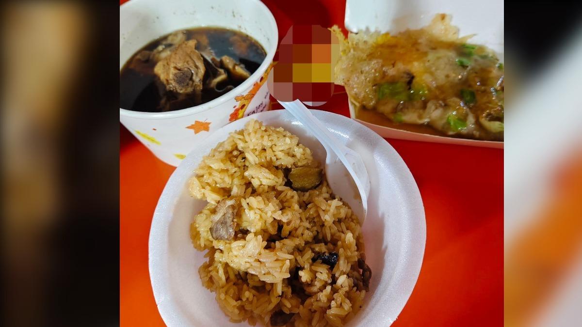 鴨肉油飯、藥燉排骨均售價120元,不過油飯份量較少,民眾怒批太貴。(圖/翻攝 爆料公社)