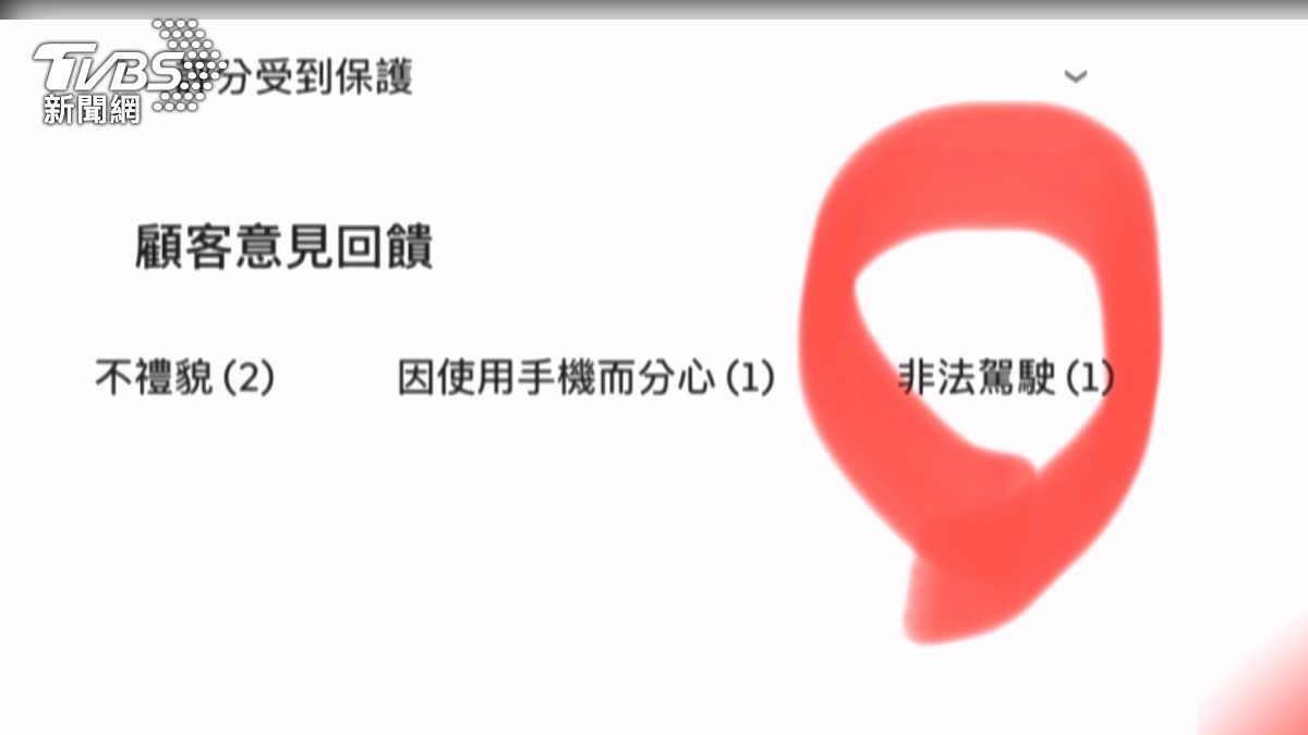 駕駛因為提醒乘客車上吃東西垃圾要帶下車,乘客留惡評非法駕駛(TVBS/圖)