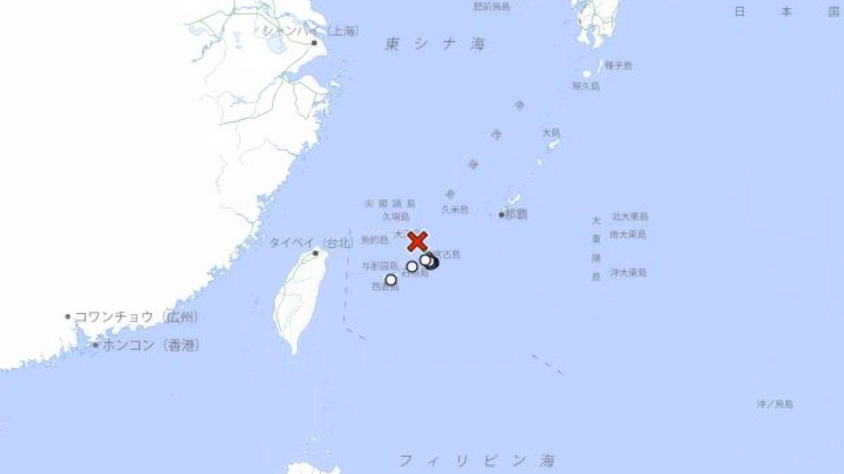 日本宮古島外海今（3）日早發生規模5.5地震。（圖／翻攝日本氣象廳）