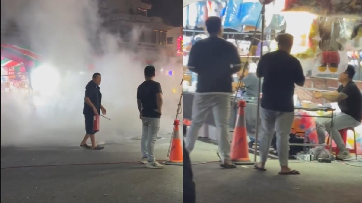 熱心村民持滅火器前往滅火。(圖/澎湖交通觀察日誌社團)