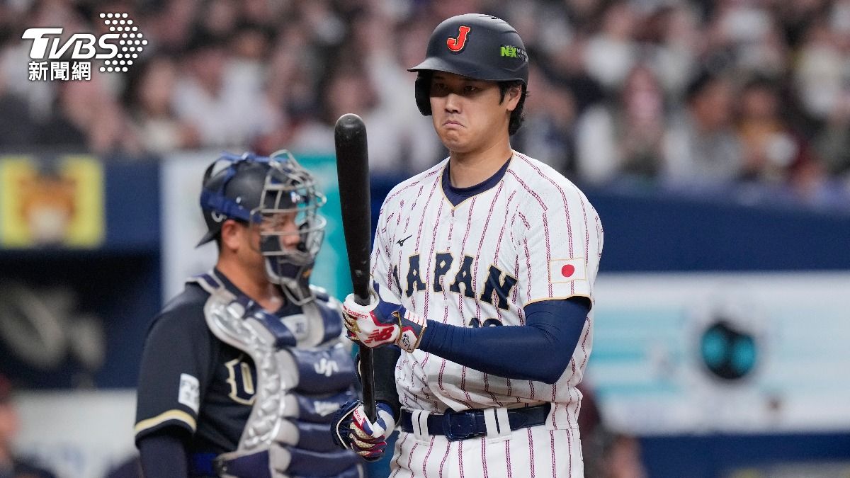 日本隊全員到齊的第一場熱身賽，大谷翔平整場都沒有安打。（圖／達志影像美聯社）