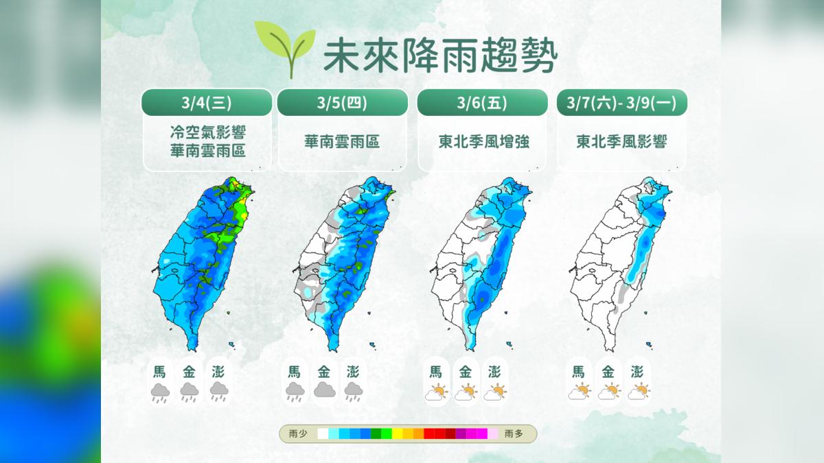 未來降雨趨勢。(圖/中央氣象署)