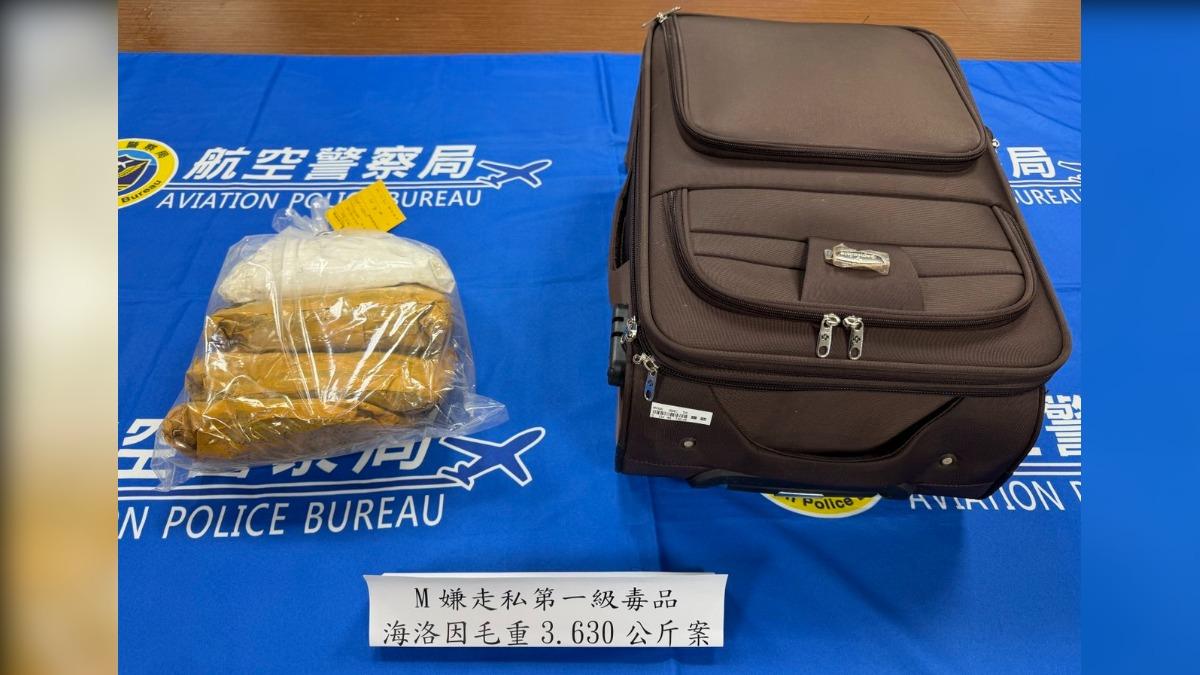 航警查獲海洛因毒品。(圖/航警提供)