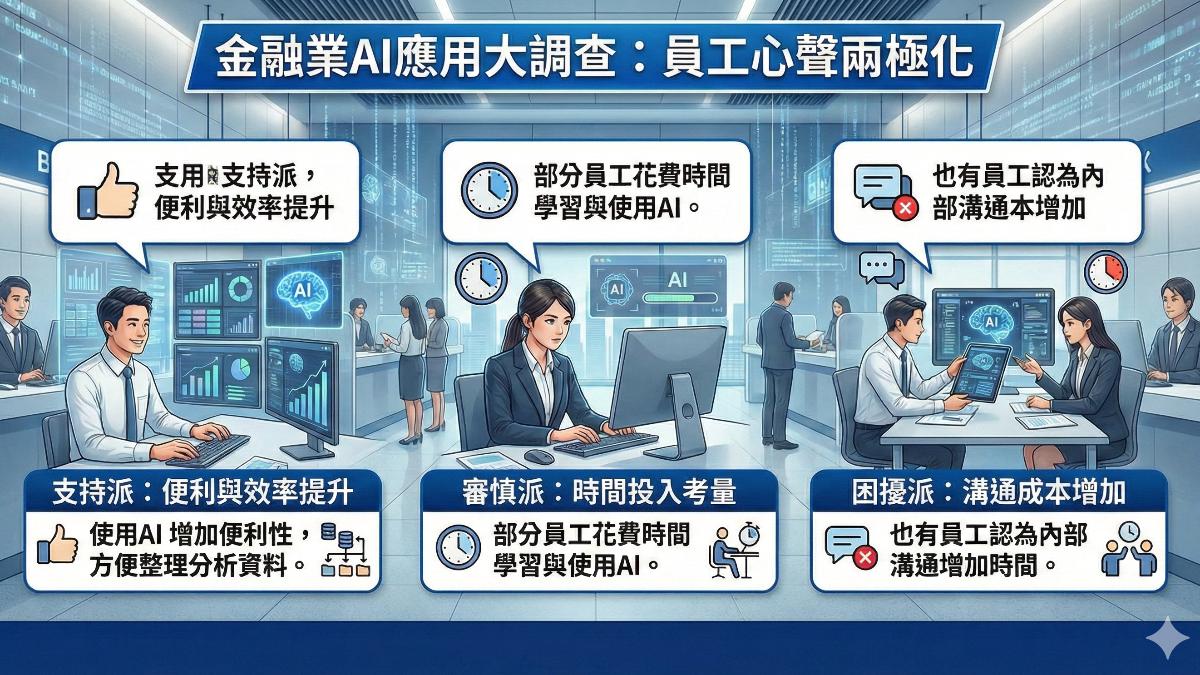 AI應用大調查，員工心聲兩極化。（圖／TVBS）
