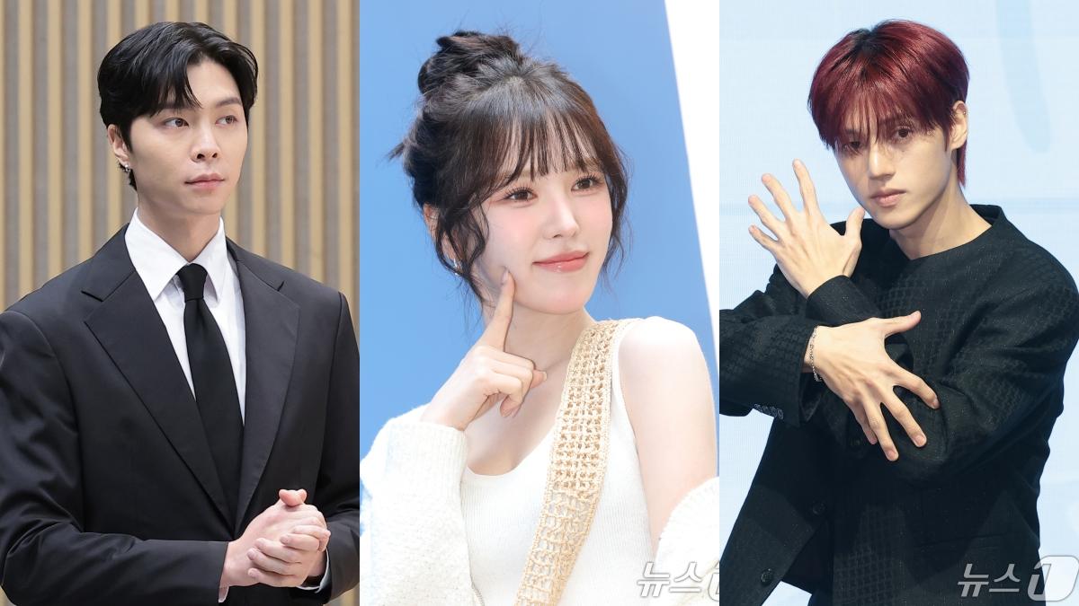 左起NCT成員Johnny、Red Velvet主唱Wendy、ATEEZ成員Wooyoung。(圖/news1提供)