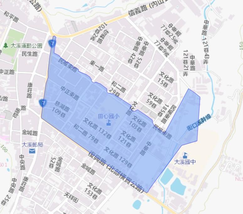 大溪區停水範圍。（圖／翻攝自台灣自來水公司）