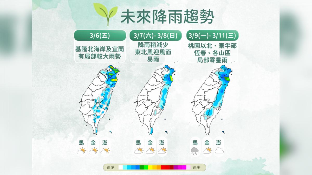 未來降雨趨勢。(圖/中央氣象署)