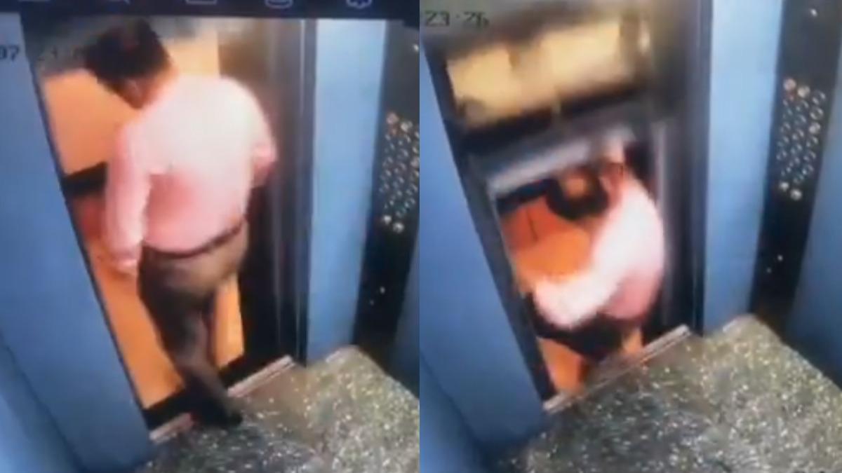 電梯一開門竟「向上暴衝」!印度男險夾成肉餅 驚險畫面曝光