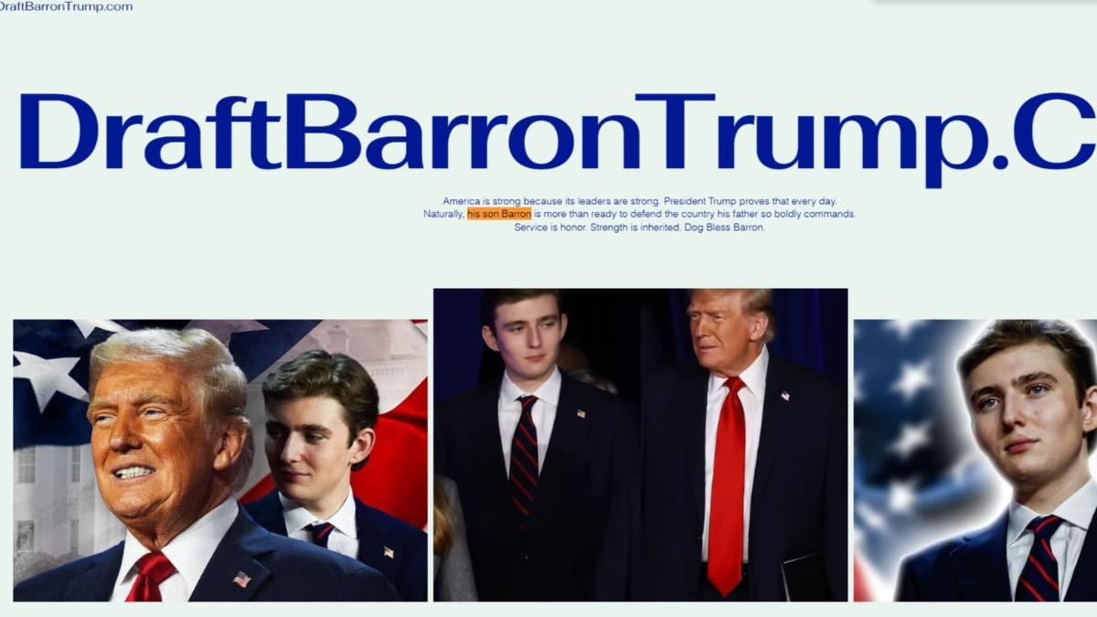 前《南方公園》編劇莫推出網站,呼籲徵召川普小兒子入伍。(圖/ DraftBarronTrump.com)