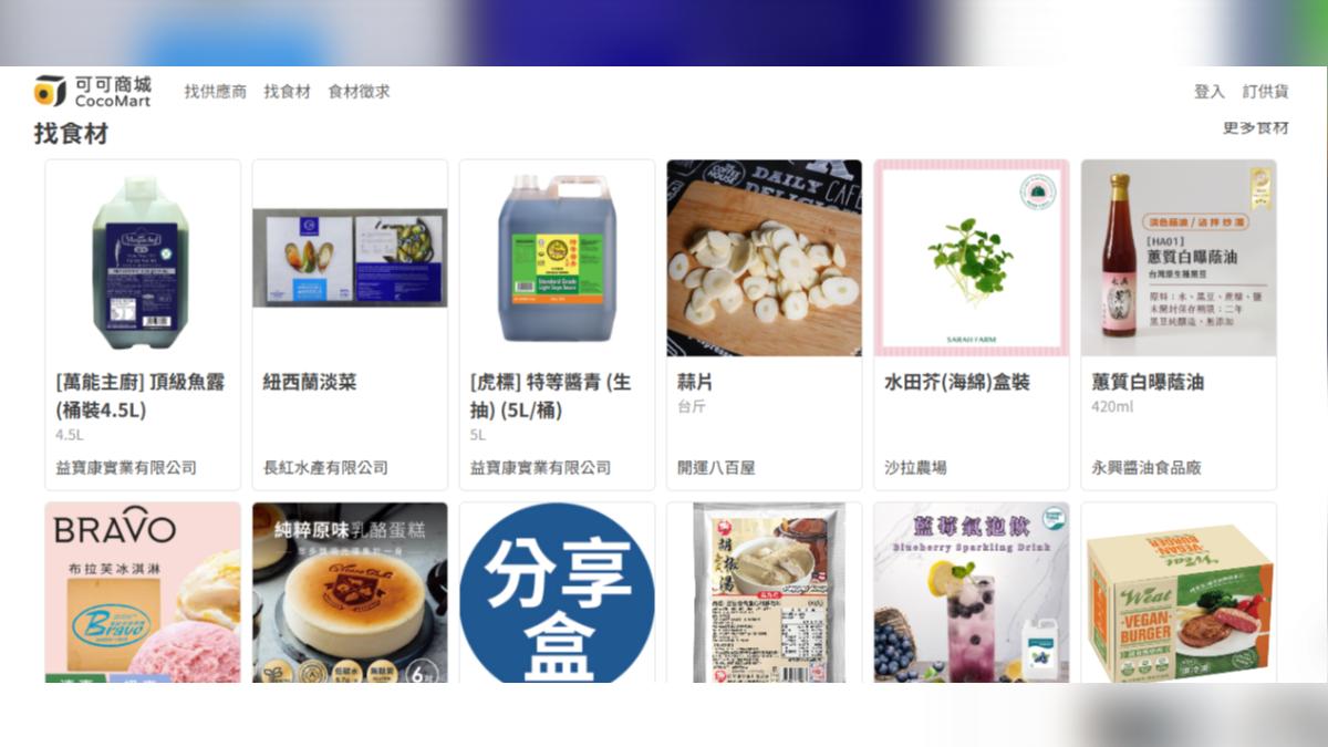 台灣新創「CocoMart」串聯全台上千家供貨商和2000多家餐飲業者,整合報價、下單、出貨和付款,打造數位叫貨平台。(圖/CoCoMart)