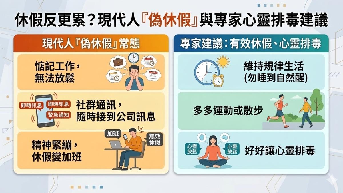 被動休息難紓壓,主動休息才真正充電。(圖/TVBS)