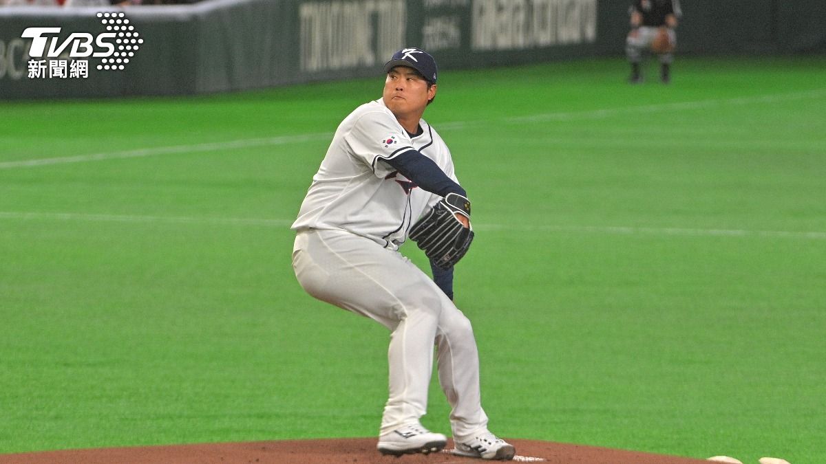 韓國隊先發投手柳賢振。(圖/胡瑞麒攝)