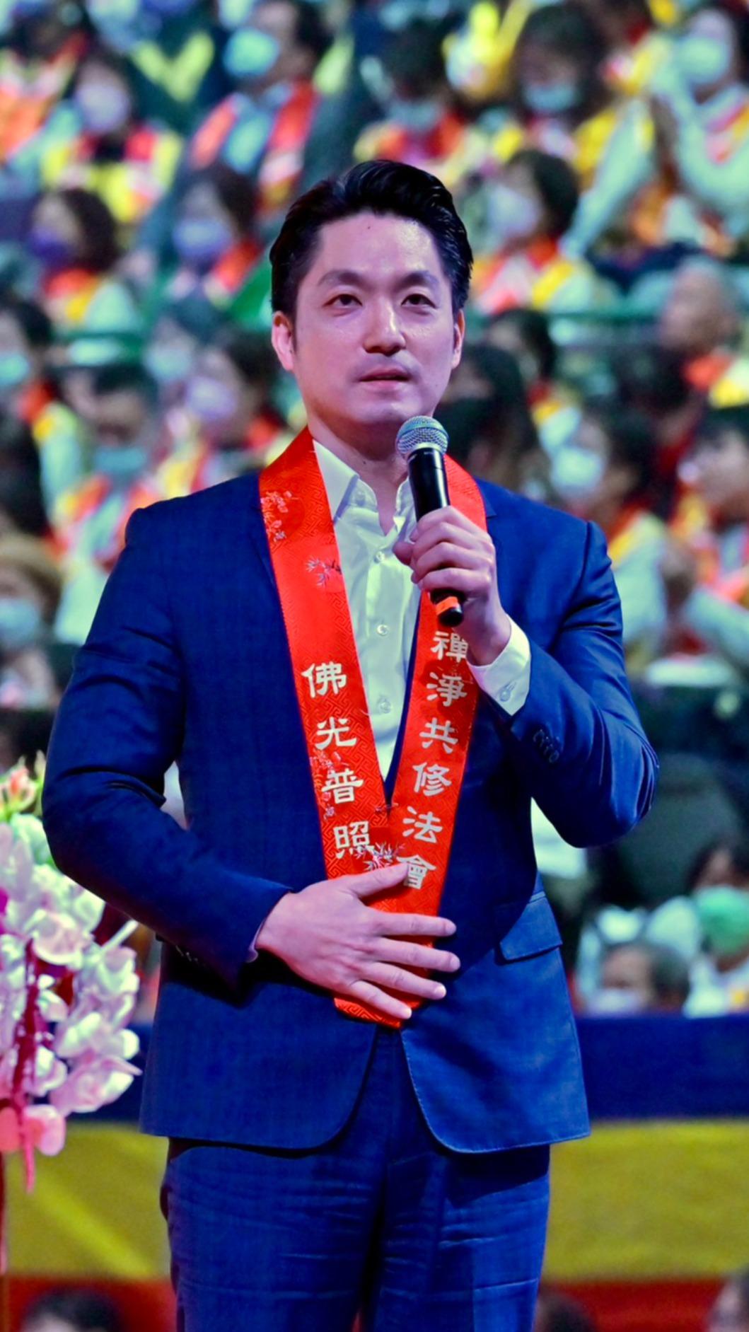 蔣萬安市長當場宣佈促成今年10月在大巨蛋舉辦國際佛光會世界大會。(圖/佛光山提供)
