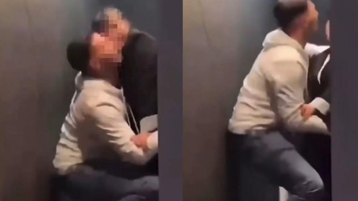 中國大陸一家酒吧的清潔阿姨在廁所遭外籍男士強吻。（圖／翻攝自X＠xiaoxiaoyang09）