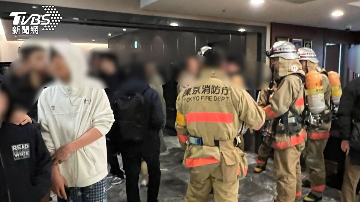 東京巨蛋旁飯店火警。(圖/胡瑞麒攝)