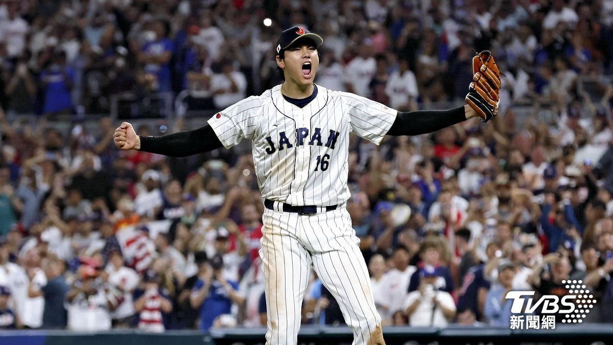 大谷翔平四年前在LoanDepot Park二刀流發揮亮眼，對美國隊長楚奧特（Mike Trout）投出再見三振，率日本奪冠。（圖／達志影像美聯社）