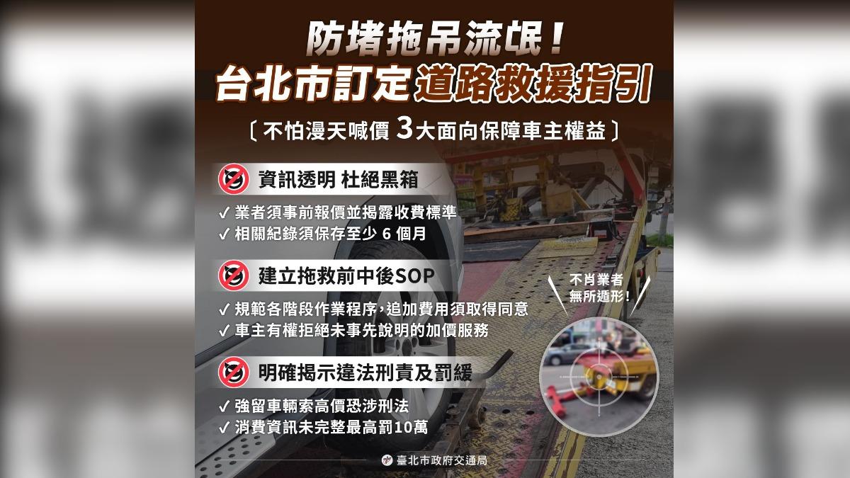 北市府訂定道路救援指引。(圖/台北市政府交通局提供)
